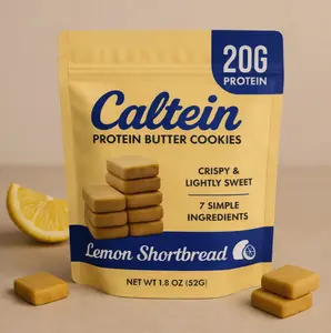 Caltein Co - Lemon Shortbread Protein Butter Cookies Snack 20g Protein Biscuit Baked