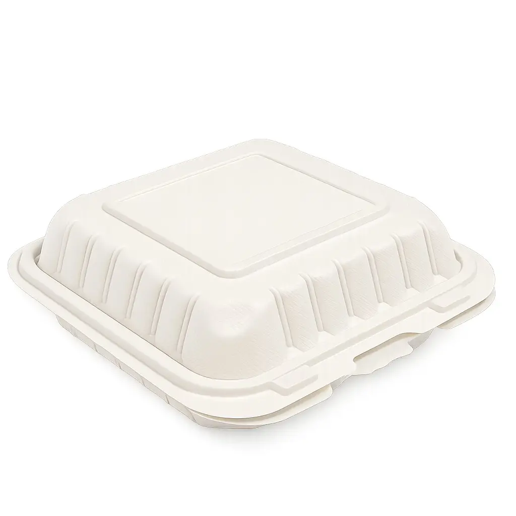 8*8 1-Compartment 150-Pack Plastic Clamshell Food To Go Box Containers Carryout For Sandwich Salad Heavy Duty Disposable Hinged With Secure Snap Lid To Go Containers Microwave and Freezer Safe - Reusable & Disposable Heavy Duty Clamshell Takeout |