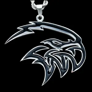 Black Trackhawk Necklace SRT - 1.5" Mirror Polished Pendant in Stainless Steel with Black Enamel Finish & Hard Enamel Coating Choice of Chain Free Gift Included