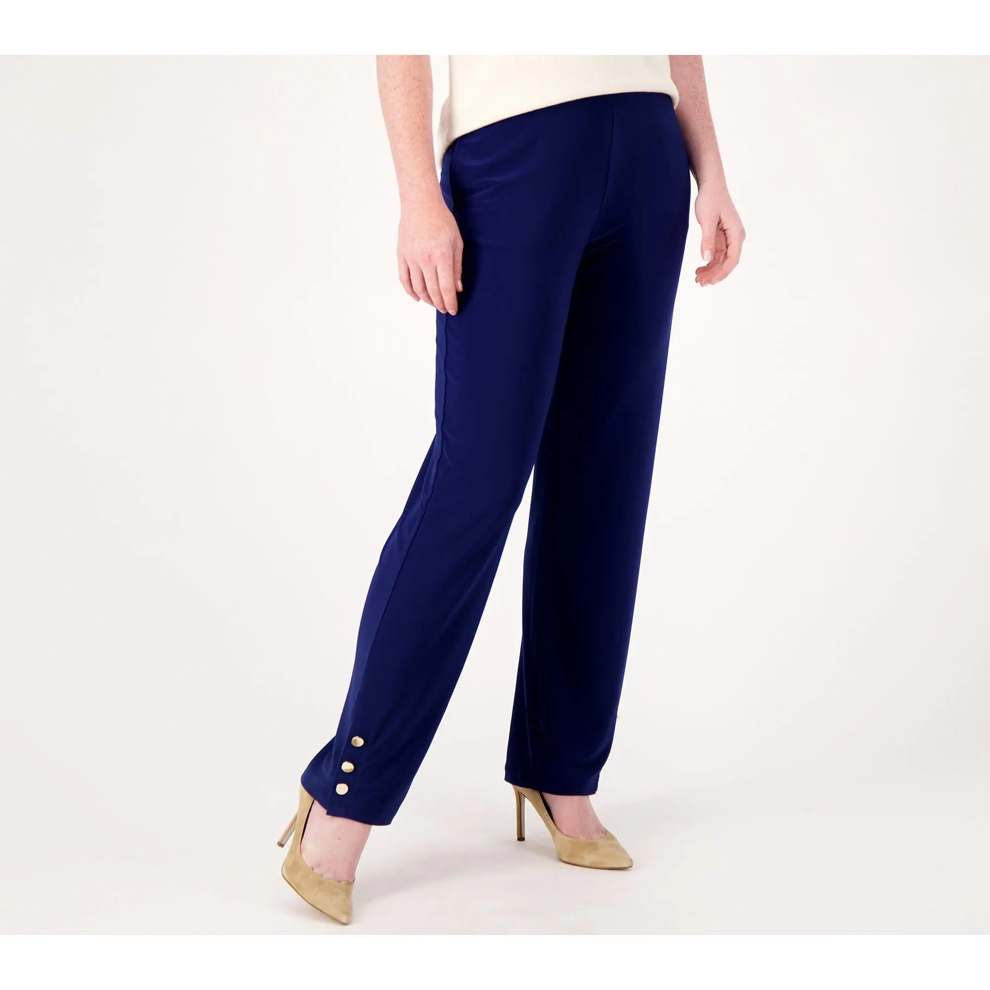 Dennis Basso Petite Italia Knit Straight Leg Pants
