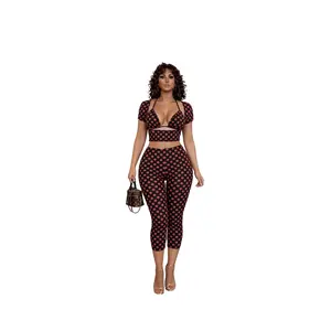 Dot Darling 3-Piece Set – Polka Dot Crop Top, Bralette & Capri Pants (Red & White / Black & Red)