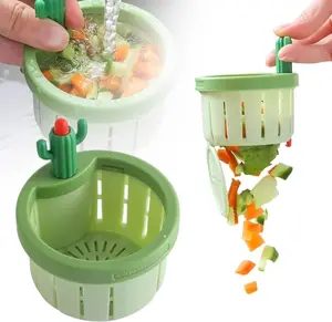 Multifunctional Cactus Kitchen Sink Drain Strainer, Self‑Cleaning Press Hanging Automatic Dumping Filter Basket