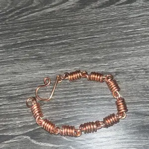 Copper Coil Link Bracelet Handmade Energy Healing for EMF Protection Grounding Circulation Support Pure Copper Wire Raw Minimalist Design