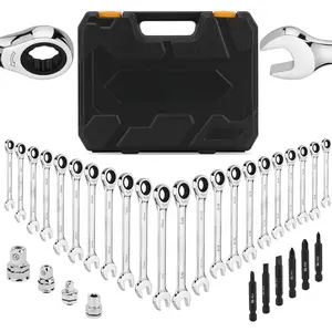 33-Piece Combination Ratchet Wrench Set | CR-V Steel | SAE & Metric Sizes | 72-Tooth Gear Design | Organizer Carry Case | Ideal for Mechanics & DIY