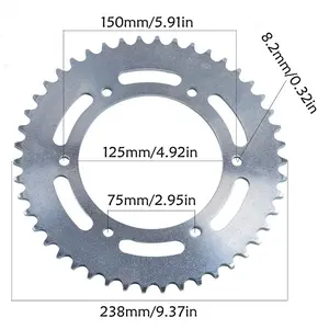 46T 520 Chain Sprocket Rear 125mm 4.92 Inch Inner Diameter 6 Holes Sprocket for Taotao Polaris Buyang T4 MX6 M4 M7 X2 X5 X6 Dirt Pit Bike Trail Pocket Offroad Motorcycle Enduro Motocross Powersports