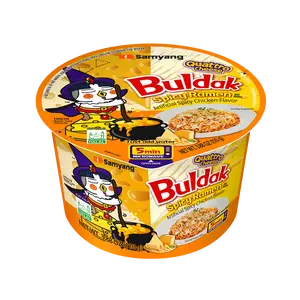 Buldak Pack of 6 Quattro Cheese Hot Chicken Spicy Flavor Korean Instant Ramen Noodle Big Bowl Easy Prep Convenient