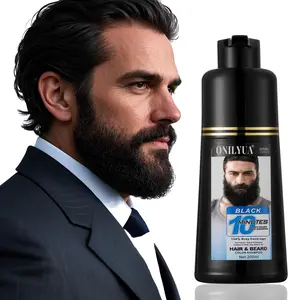 Men's 3 in 1 Black Beard dye shampoo instant , Simpler Color for Men's Beard & Mustaches, Long Lasting Gray Reducing 200 ml Comfort Hair Care Gift
