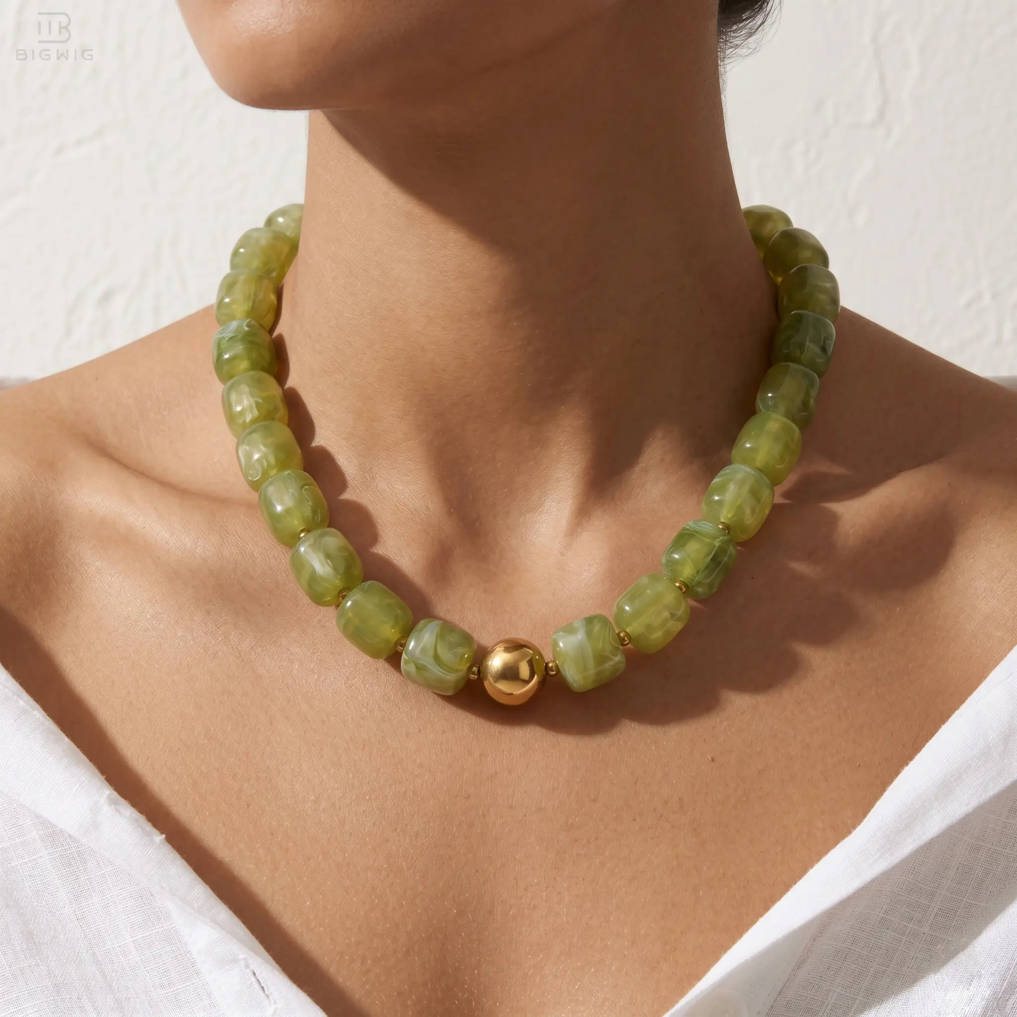 Boho Colorful Chunky Beaded Choker Necklace for Women, Handmade Large Square Acrylic Bead Statement Collar, Adjustable Beach Summer Jewelry Gift backtoschool