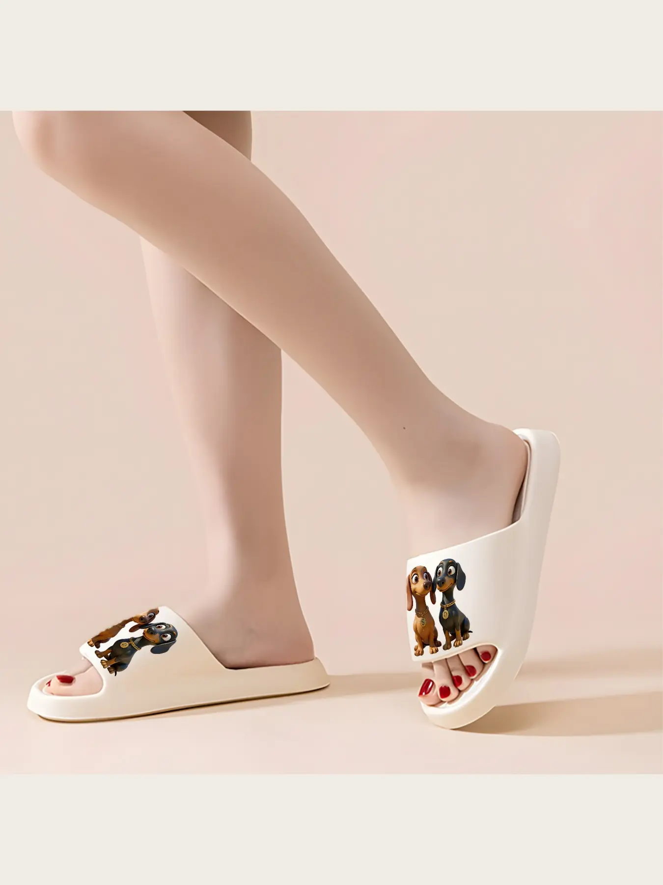 Cute Dachshund Slippers for Women Men Kids Adorable Dog Print Indoor Home Slippers Comfortable Soft Non-Slip Warm Winter House Shoes with Gold Chain Charm Pet Lovers Gift