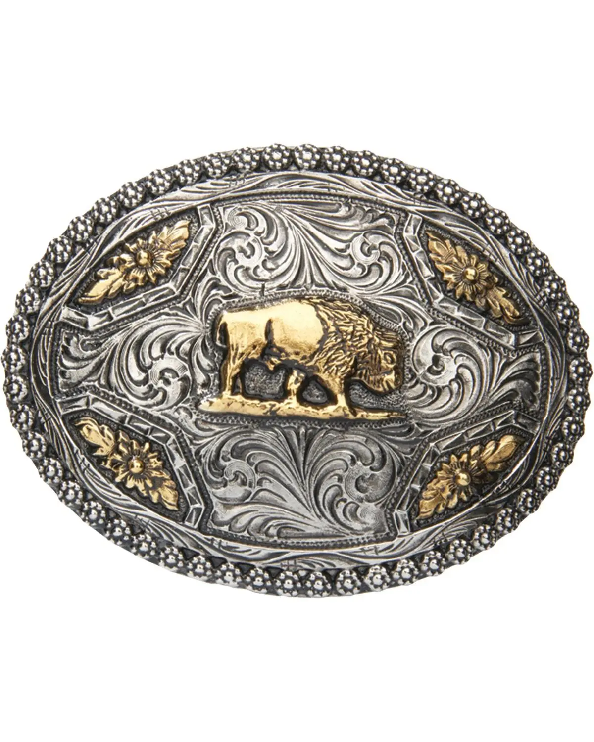 Andwest Men's Men'S Oval Brass Buffalo Belt Buckle - 515