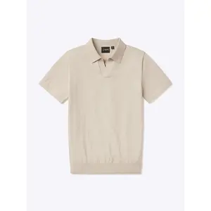 Cuts | Riviera Knit Collection | Men's Cotton Blend Knit Polo Shirt | Breathable Lightweight V-Neck with Ribbed Hem - Sand Dune / Black / Pacific / Isle Blue / Urban Chic / Nimbus / Capers
