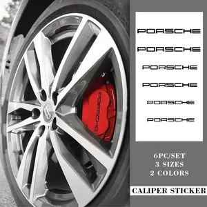 6Pcs For Porsche Cayenne Panamera Macan 911 718 Taycan Boxster Cayman Cayman 918 Pajun Auto Styling Accessories Car Brake Caliper Sticker Badge Emblem Decoration Decals