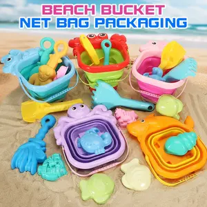 Foldable Bucket Beach Toy Set, Fun Creative Sand Tools and Fruit Molds, Perfect for Beach Play and Travel, Unisex Kids Toys