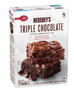 Betty Crocker HERSHEY'S Triple Chocolate Fudge Brownie Mix, 20 oz., 4 pk. Snack Dessert