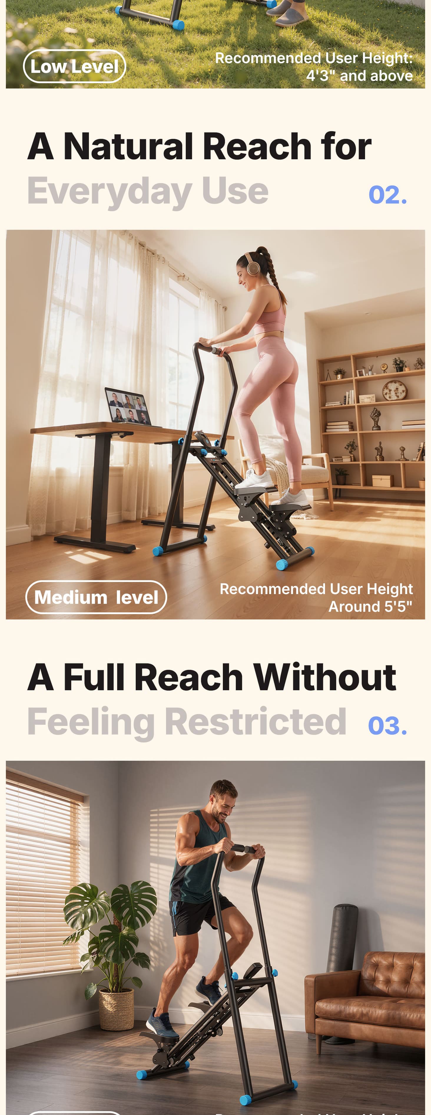 Merach Stair Stepper with Handlebar for Full-Body Workout, 330LBS Capacity,  Compact Cardio Climber Exercise Machine with Adjustable Pedals, Vertical Climber for Home Gym