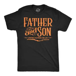 Mens Funny T Shirts Father and Son Hunting Partners for Life Sarcastic Fathers Day Graphic Tee for Men Mens Funny T Shirts Cool Vintage Fashion T-Shirt Gift Classic Menswear Dad Joke Apparel for Men Funny Black -