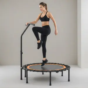 CZBZ Assembled Sports Trampoline with Sturdy Support Bar for Safe Cardio Workout, Fitness Trampoline Featuring Foldable Design and Anti-Slip Foot Pads for Indoor Outdoor Home tiktokshopspringglowup