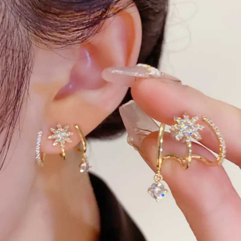 Elegant Zirconia Flower Pendant Earrings, Fashionable Simple Pretty Studs, Floral Earrings, Perfect for Parties and Daily Wear, Vintage Jewelry Gift, Cubic Zirconia Gemstone, Artificial Zirconia Earrings