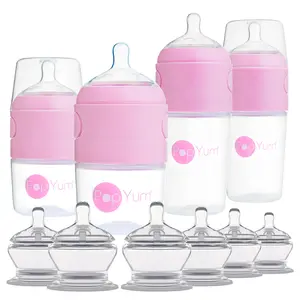 PopYum Pink Formula Making Baby Bottle + Nipple 10 Piece Bundle
