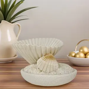 Luxury Shell Leaf Resin Candle Holder, Style Desktop Art, Fragrance Diffuser Base, Home Decor Ornament, No Pad or Candle Included
