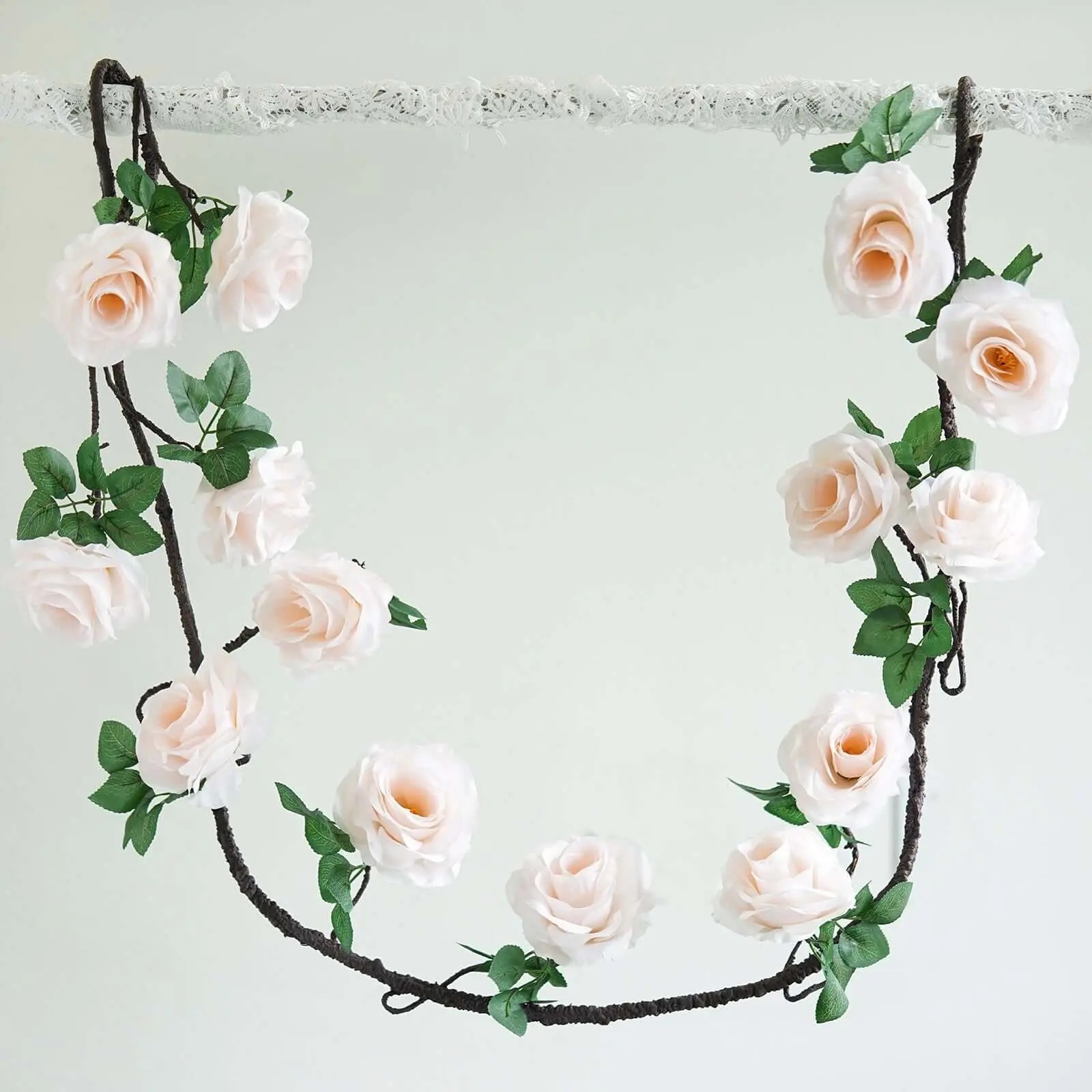 6ft Blush Pink Artificial Silk Rose Hanging Garland Vine, Home Decor, Floral Decor, Hanging Artificial Flowers for Indoor Outdoor Decoration