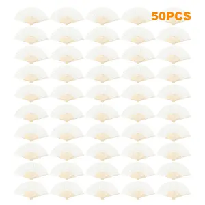 50pcs Paper Hand Fans, 8.3 Inch Foldable Handheld Fans for Wedding Favors, Party Decorations, Bridal Shower, Baby Shower, Summer Cooling,