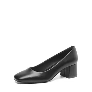 DREAM PAIRS Women's Elegant Stylish Fashion Heeled Footwear - Square Toe Low Chunky Pumps