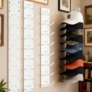 2 Pack Hat Organizer for Baseball Caps | No Drill Adhesive Hat Rack for Wall & Door | Holds Up to 18 Hats