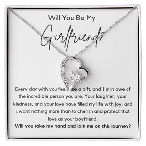 Will You Be My Girlfriend? Gift-Forever Love neacklace-Girlfriend Proposal Gift -Heart Pendant
