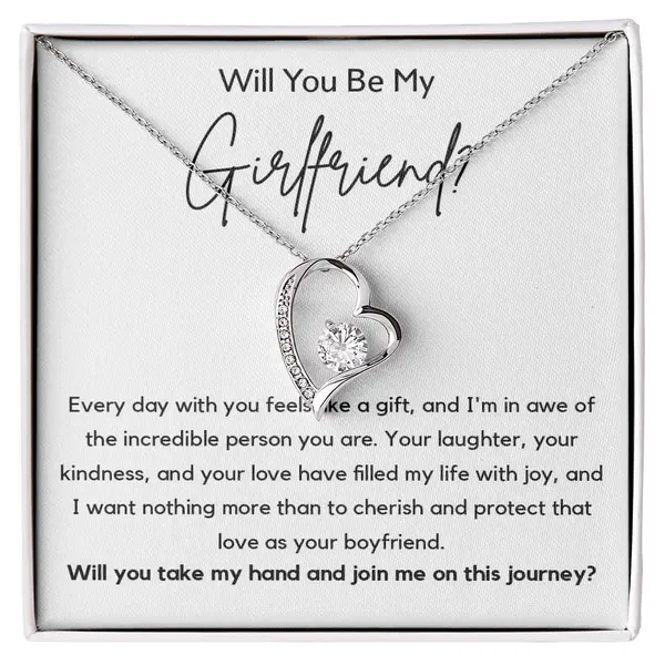 Will You Be My Girlfriend? Gift-Forever Love neacklace-Girlfriend Proposal Gift -Heart Pendant