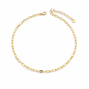 Women's Gold Plated Minimalist Anklet - Waterproof Dainty Beach Chain Ankle Bracelet, Summer Coastal Jewelry Gift
