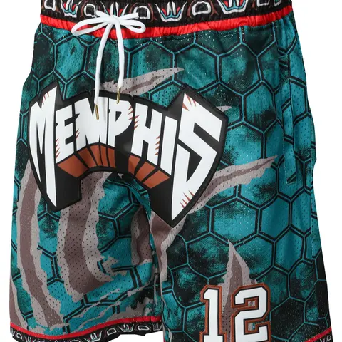 Men's 12 Green Basketball Shorts, Vintage Embroidered Athletic Workout Shorts, Casual Training & Gym Wear for Spring, Letter Embroidery Shorts, Active Wear Shorts