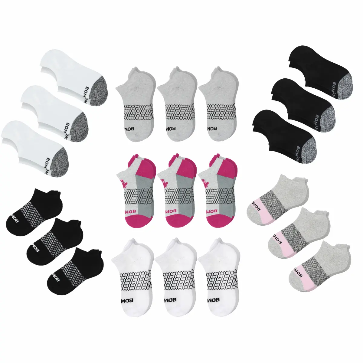5 Pairs BB Ankle Socks for Women & Men Honeycomb Comfort Seamless Toe Breathable Cotton Compression Fit Color Block Unisex Running Socks Size S M L