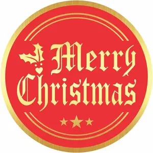 Merry Christmas Stickers Seals Labels - (Pack of 120) 2" Large Round  Foil Stamping  Red for Cards  Envelopes Boxes
