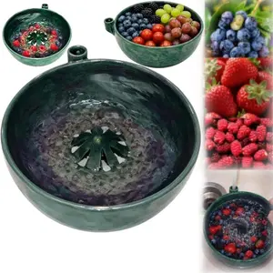 Self-Rotating Berry Washing Bowl with Drain Hole, 360-Degree Fruit Cleaning Spinner, Automatic Quick Kitchen Washer for Berries and Vegetables