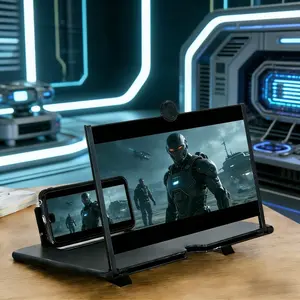 [12inch black][New deal] - Big Screen Phone Magnifier,Screen Magnifier for Cell Phone,HD Screen Expander for Movies and Videos, Portable Magnifying Screen for Travel,Screen Magnifier Compatible with All Phones
