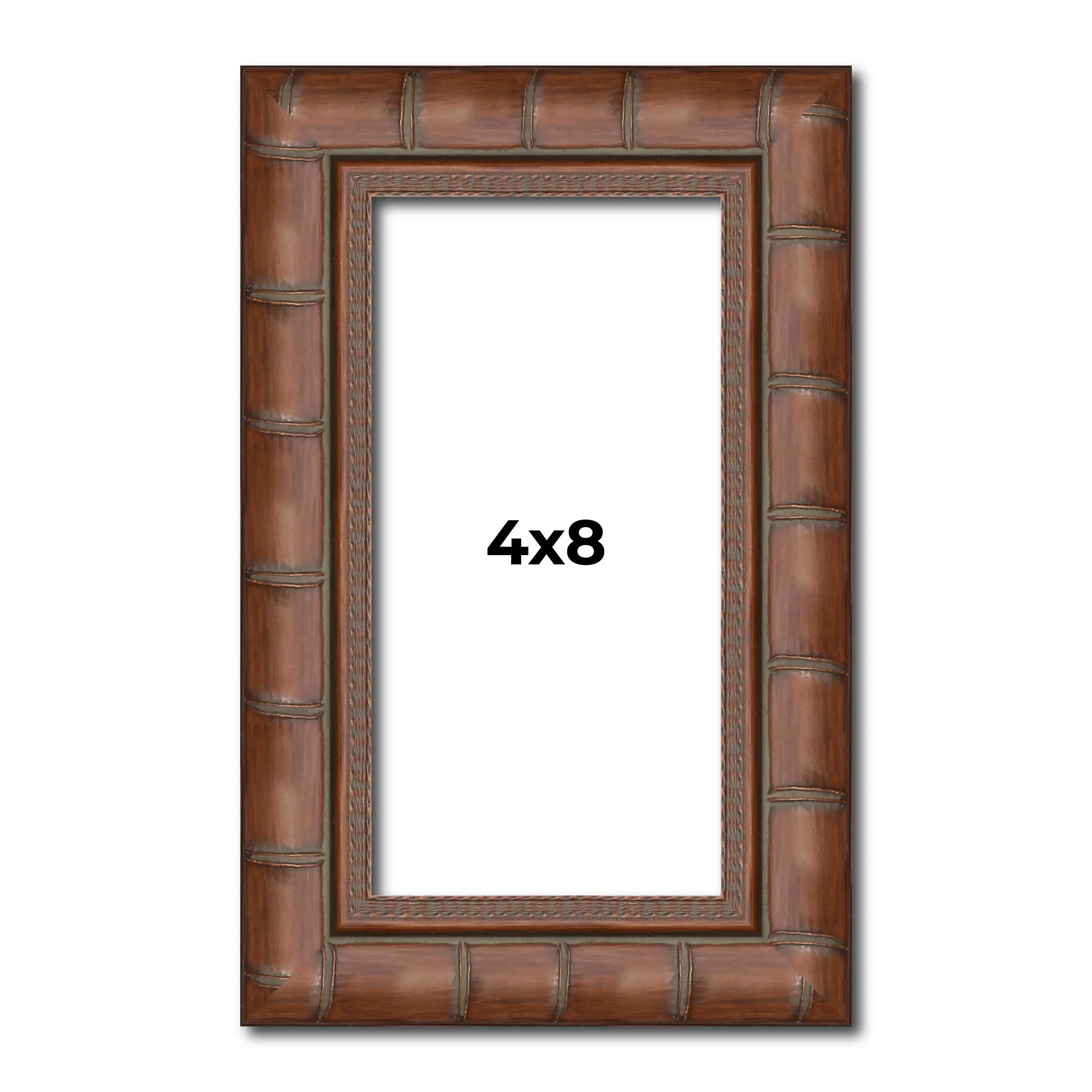 4x8 Brown Modern Bamboo Picture Frame - UV Acrylic, Foam Board Backing, Hanging Hardware