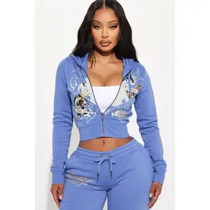 Ed Hardy Free Bird Zip Up Hoodie - Blue P