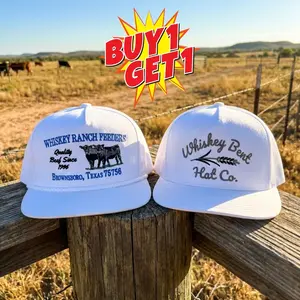 [BUY 1 GET 1 FREE] Whiskey Ranch & Whiskey Bent Western Trucker Hats – Vintage Texas Feeders Logo Snapback – Retro Cattle Ranch Cap – Adjustable Multicolor Blank Collection Gift for Him Her