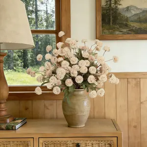 Senjie 12Pcs Spring Artificial Pom-Pom Flowers Snowball - Mothers Day Gifts Dandelion Bulk Faux Silk Blooms for DIY Bouquets, Wedding Centerpieces & Home Office