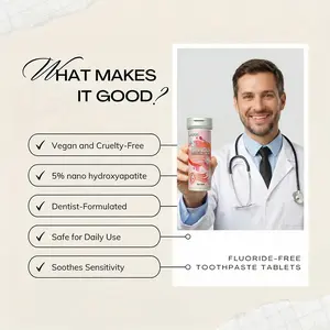 CAPUPOPO ｜Essential On-the-Go Toothpaste Tablets — Powerful Whitening, 12-Hour Fresh Breath｜Dentist Choice ｜ Teeth Whitening + Teeth Fresh Breath| Fluoride-Free & Eco-Friendly| Travel Portable daily slime solid Brightening Mint Foam Oral Care toothpaste