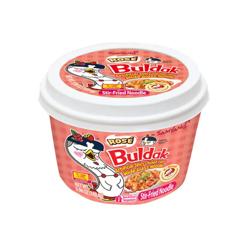 Samyang Rose Buldak Asian Chili Flavor Instant Glass Noodle Instant Noodle Pack, 5.98 oz Korean Spicy Ramen Pantry Food for Spicy Food Lovers, Spicy Food Lover