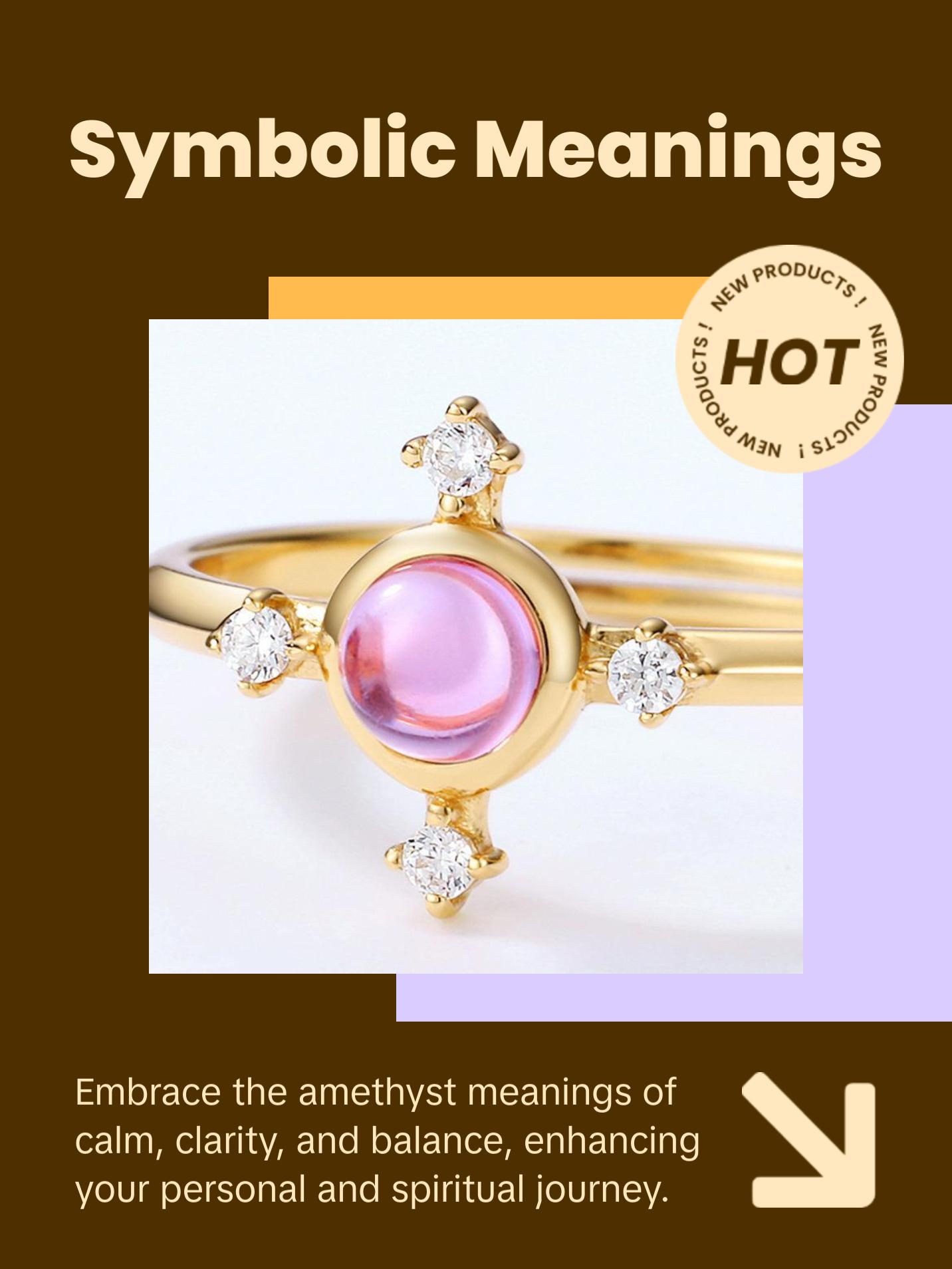 Amethyst Dainty Star Adjustable Ring