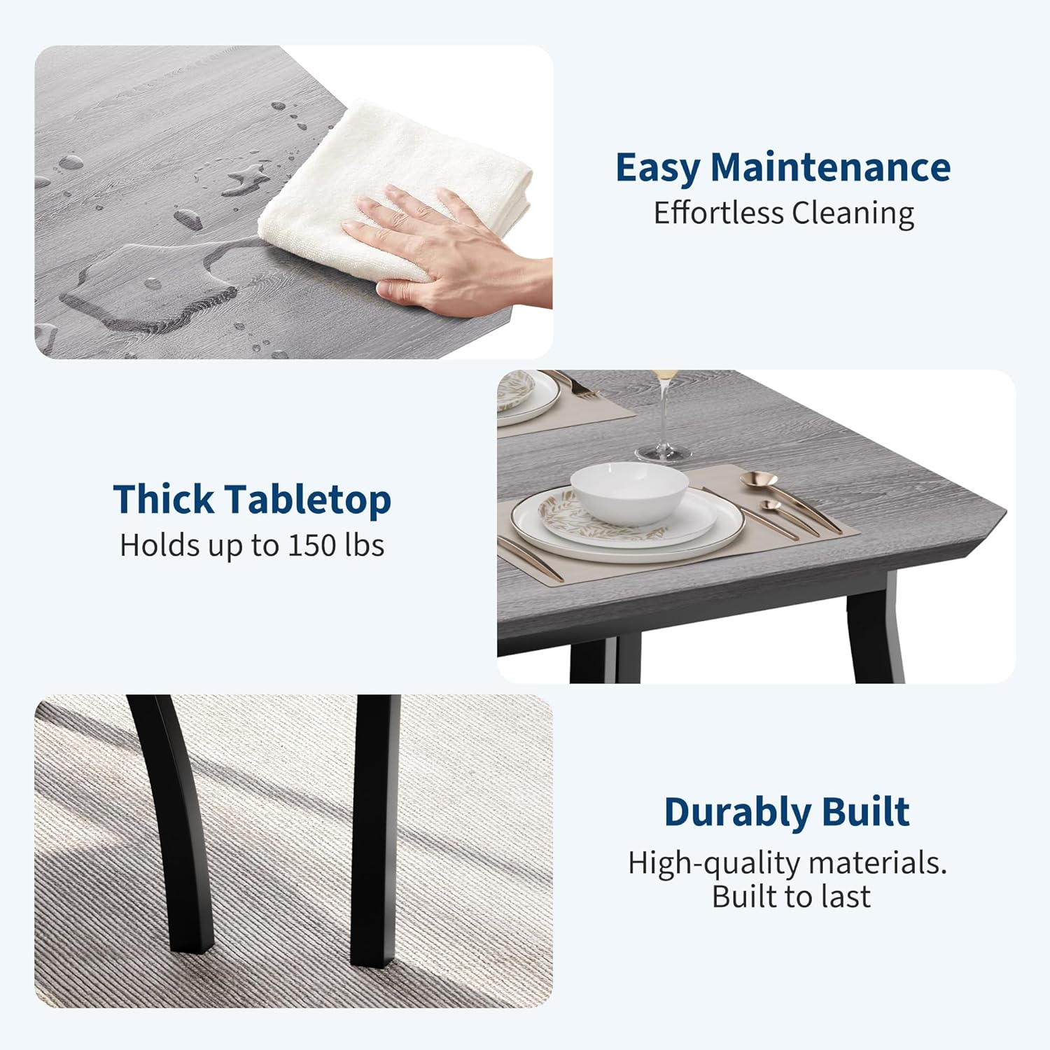 Dining Table Set for 4 Modern Kitchen Table and Chairs Set with Chamfered Edges Cushioned Seats Space-Saving Metal Frame for Dining Room Apartment Small Spaces, White & Wood Grain Color Dining Table Set for 4 Modern Kitchen Table and Chairs Set with Chamfered Edges Cushioned Seats Space-Saving Metal Frame for Dining Room Apartment Small Spaces, White & Wood Grain Color