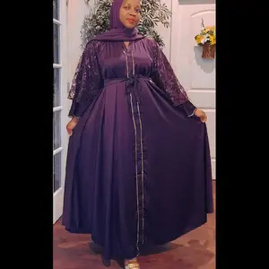 Purple Reign Abaya - Purple Fashionable Dress with Intricate Details and Matching Hijab