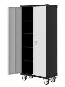GARVEE Metal Storage Cabinet 72"H with Wheels, Steel Tool Cabinet with Lock and 4 Adjustable Shelves and Lockable Rolling,Storage Organization for Home,Garage,Office