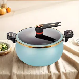 Multifunctional soup pot, non-stick bottom, suitable for induction cooker and gas stove Multifunctional cooker with lid, sturdy material, compatible with stove, for boiling, stewing, steaming, frying