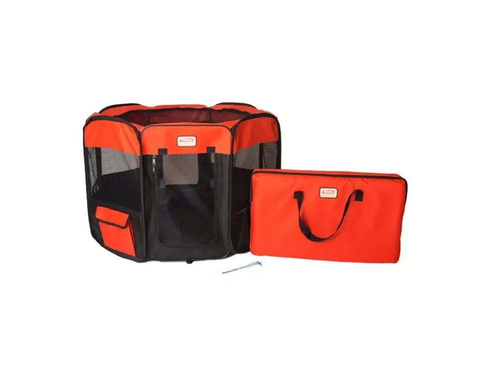 Portable Pet Playpen In Bk and Rd Combo