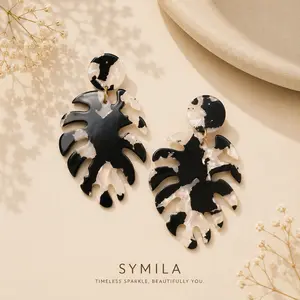 Black/Clear Monstera Leaf Earrings
