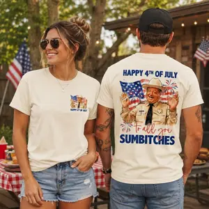 Happy 4th of July to All You Sumbitches T Shirt, Retro Smokey and the Bandit Tee, Funny Patriotic Gift